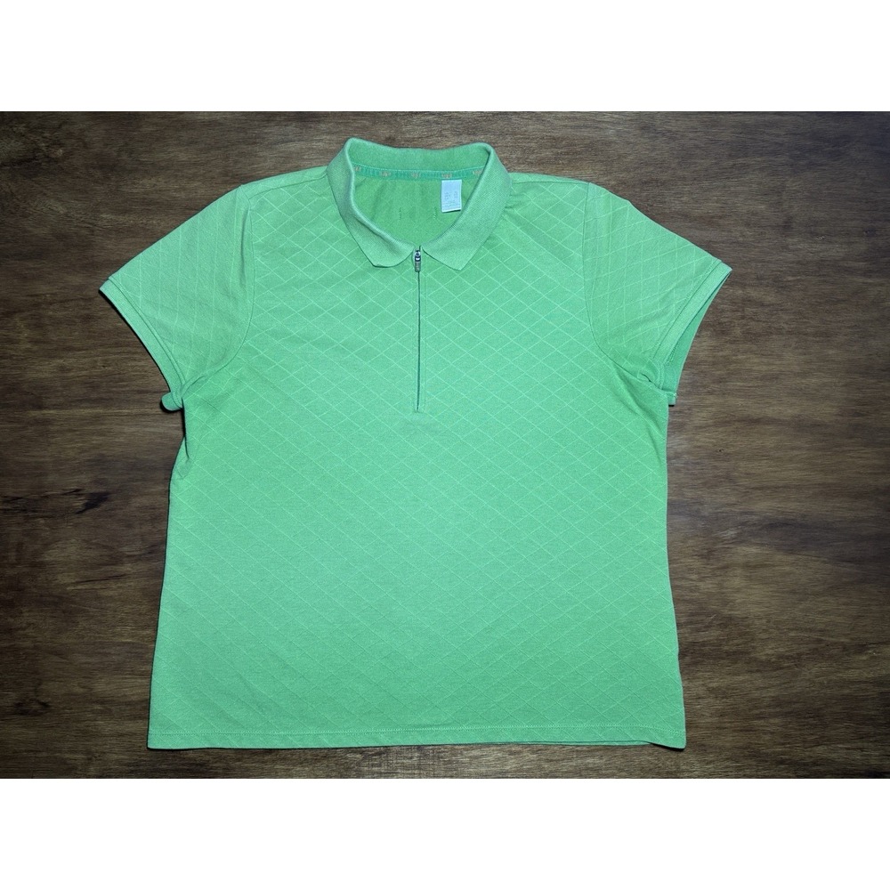 Size XL LizGolf Green Quarter‎ Zip Diamond Texture Polo Shirt